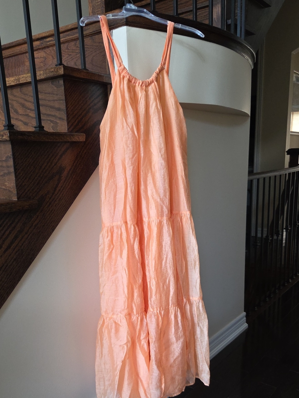 ZARA Peach-Orange Lightweight Tiered Dress